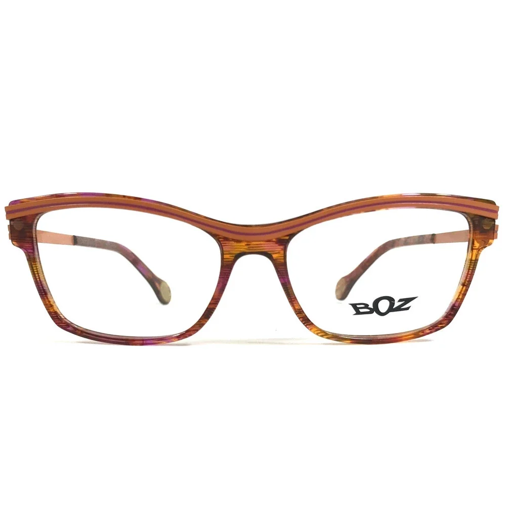 BOZ Eyeglasses Frames WOODY 3878 Orange Pink Striped Tortoise 53-15.5-135